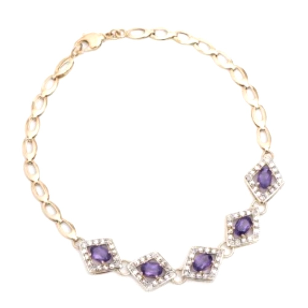 Genuine Diamond and Grade AAA Amethyst Bracelet